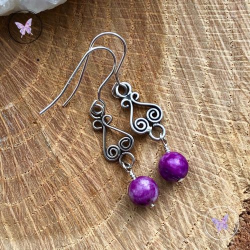 Sugilite Silver Chandelier Drop Earrings